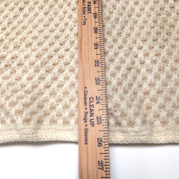 Hand Knit Handmade Sweater Blazer Cardigan Womens Size M Tan Cream Pockets NEW - Picture 16 of 16